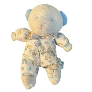 Vintage McBaby Soft Dreams Teddy Bear Rattle Stuffed Plush 9” Spots Dingy RARE